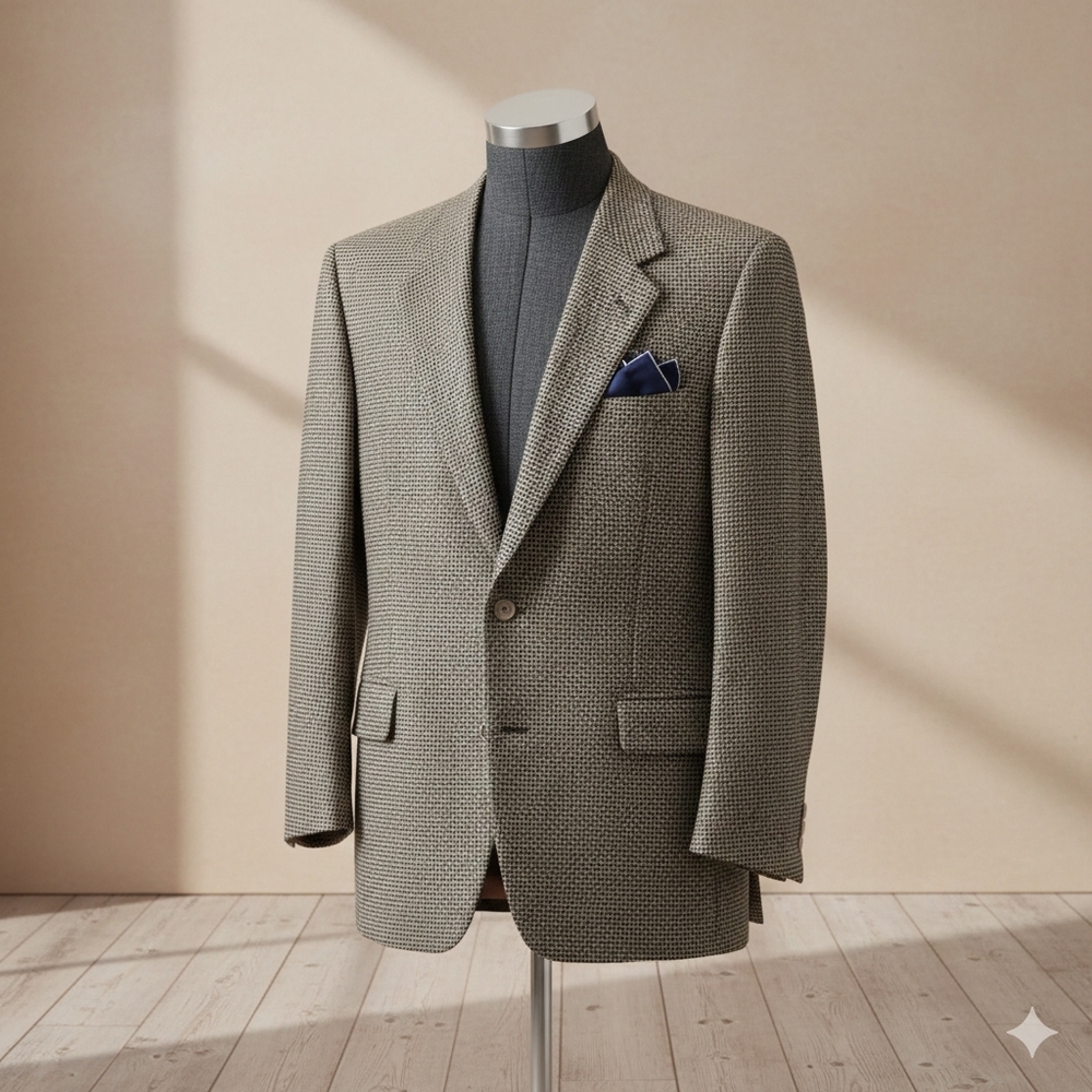 Vintage 90s Zegna Wool Cashmere Houndstooth Blazer 44R Rare Canada!